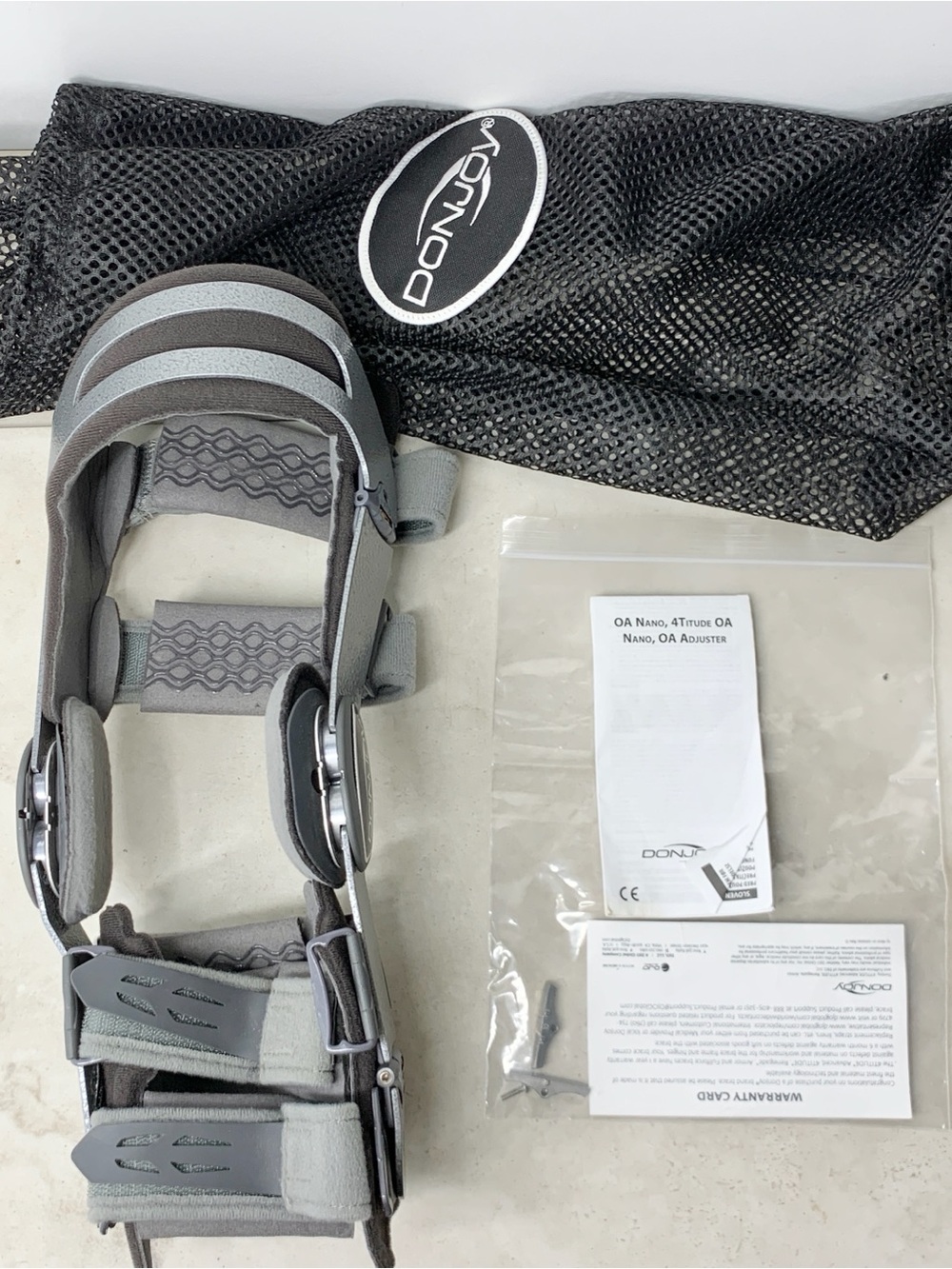 DonJoy OA Nano Knee Brace Small Left Gray Adjustable Metal Fabric Stabilization